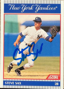 Steve Sax Autographed 1990 Score National Westminster Banks New York Yankees SGA #3 Steve Sax Autographed 1990 Score National Westminster Banks New York Yankees SGA #3