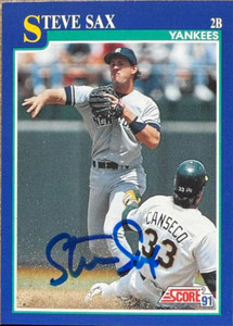Steve Sax Autographed 1991 Score #32