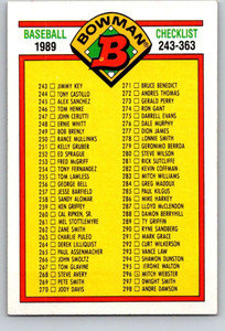 1989 Bowman #483 Checklist 243-363 VG Checklist 