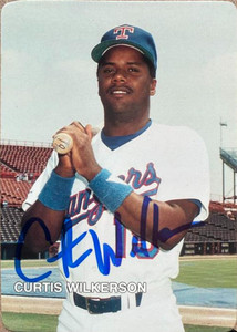 Curtis Wilkerson Autographed 1987 Mother's Cookies Texas Rangers SGA #14 
