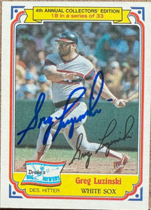 Greg Luzinski Autographed 1984 Topps Drake's Big Hitters #18 