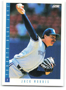 1993 Score #37 Jack Morris NM-MT  Toronto Blue Jays 
