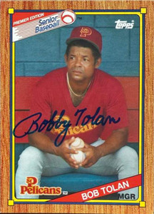Bobby Tolan Autographed 1989 Topps Senior League #59 MGR