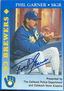 Phil Garner Autographed 1993 Milwaukee Brewers Police - Oshkosh Police Department & Oshkosh Noon Kiwanis #NNO Phil Garner Autographed 1993 Milwaukee Brewers Police - Oshkosh Police Department & Oshkosh Noon Kiwanis #NNO