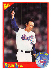 1990 Score #696 Nolan Ryan HL VG Texas Rangers 