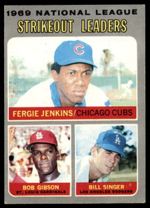 1970 Topps #71 Fergie Jenkins/Bob Gibson/Bill Singer N.L. Strikeout Leaders Leaders VG Chicago Cubs/St. Louis Cardinals/