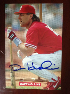 Dave Hollins Autographed Phillies Team Issued Postcard