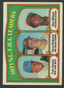 1972 Topps #91 Tom Seaver/Dave Roberts/Don Wilson NL ERA Leaders VG New York Mets/San Diego Padres/Houston Astros 