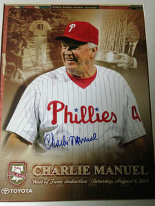 SOLD 1091 Charlie Manuel Autographed Phillies Wall of Fame Print