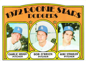 1972 Topps #198 Charlie Hough/Bob O'Brien/Mike Strahler Dodgers Rookies VG RC Rookie Los Angeles Dodgers 