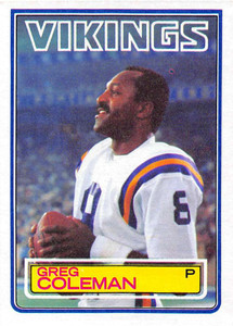 1983 Topps #100 Greg Coleman VG Minnesota Vikings 