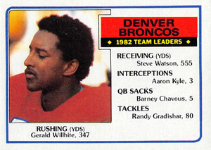 1983 Topps #260 Gerald Willhite TL VG Denver Broncos 