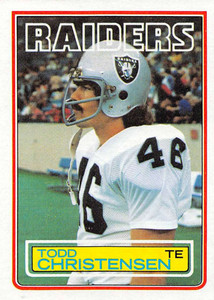 1983 Topps #298 Todd Christensen VG RC Rookie Los Angeles Raiders 