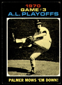 1971 Topps #197 Game #3 AL Playoffs Palmer Mows 'Em Down! VG Baltimore Orioles/Minnesota Twins 