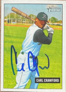 Carl Crawford Autographed 2005 Bowman Heritage #131 Tampa Bay Devil Rays Card