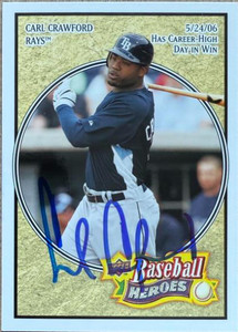 Carl Crawford Autographed 2008 Upper Deck Baseball Heroes #165 