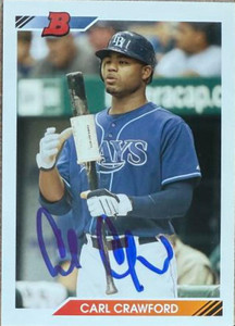 Carl Crawford Autographed 2010 Bowman - 1992 Throwbacks #BT24  