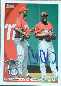 Carl Crawford Autographed 2010 Topps Update #US-158 CC Times Two 