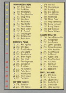 1993 Fleer #360 Checklist 241-360 VG Checklist 