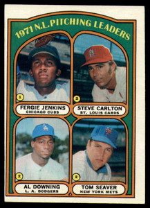 1972 Topps #93 Fergie Jenkins/Steve Carlton/Al Downing Tom Seaver NL Pitching Leaders VG Chicago Cubs/St. Louis Cardinal