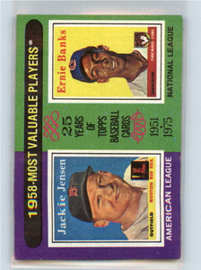 1975 Topps #196 Jackie Jensen/Ernie Banks 1958 MVP's VG Boston Red Sox/Chicago Cubs 