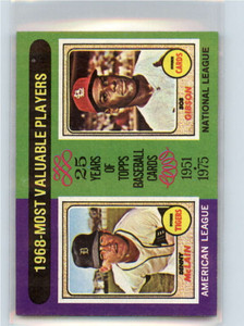 1975 Topps #206 Denny McLain/Bob Gibson 1968 MVP's VG Detroit Tigers/St. Louis Cardinals 