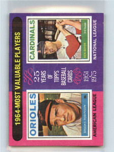 1975 Topps #202 Brooks Robinson/Ken Boyer 1964 MVP's VG Baltimore Orioles/St. Louis Cardinals 