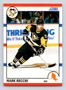 1990-91 Score #186 Mark Recchi VG  RC Rookie Pittsburgh Penguins 