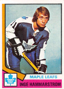1974-75 Topps #88 Inge Hammarstrom VG  RC Rookie Toronto Maple Leafs 