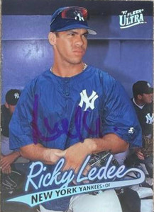 Ricky Ledee Autographed 1997 Fleer Ultra #458 RC New York Yankees Card
