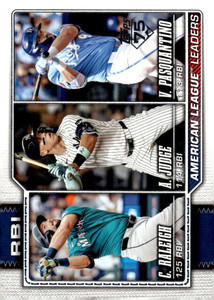 2026 Topps #211 Aaron Judge/Cal Raleigh/Vinnie Pasquantino League Leaders NM-MT Kansas City Royals/New York Yankees/Seat