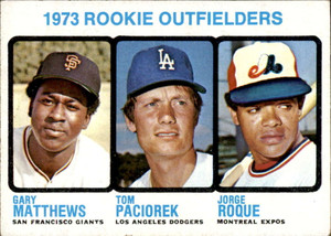 1973 Topps #606 Gary Matthews/Tom Paciorek/Jorge Roque Rookie Outfielders VG RC Rookie San Francisco Giants/Los Angeles 