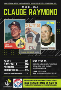 Claude Raymond Autograph Flat Items and Baseballs