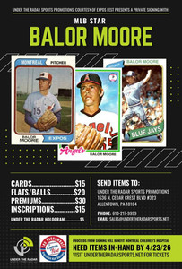 Balor Moore Autograph Flat Items and Baseballs