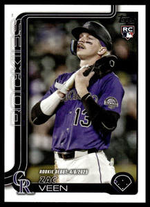 2025 Topps Update #US2 Zac Veen Rookie Debut NM-MT Colorado Rockies 