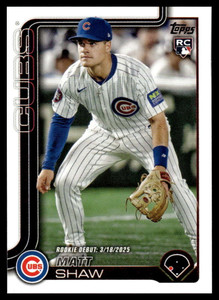 2025 Topps Update #US345 Matt Shaw Rookie Debut NM-MT Chicago Cubs 