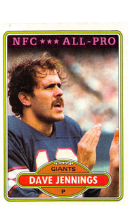 1980 Topps #290 Dave Jennings AP VG  New York Giants 