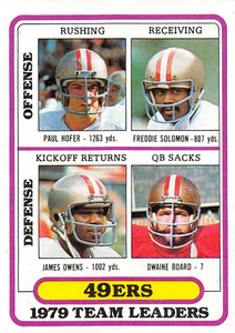 1980 Topps #526 Paul Hofer/Freddie Solomon/James Owens/Dwaine Board TL VG  San Francisco 49ers 