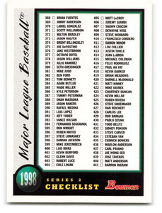 1998 Bowman #2of2b Checklist Series 2 - 2 of 2 NM-MT No Team 