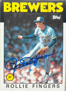 Rollie Fingers Autographed 1986 Topps #185 Milwaukee Brewers Card 
