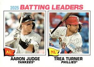 2026 Topps Heritage #1 Aaron Judge/Trea Turner League Leader NM-MT  New York Yankees/Philadelphia Phillies 