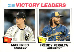 2026 Topps Heritage #5 Freddy Peralta/Max Fried League Leader NM-MT  Milwaukee Brewers/New York Yankees 