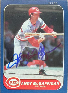 Andy McGaffigan Autographed 1986 Fleer #181 Cincinnati Reds Card
