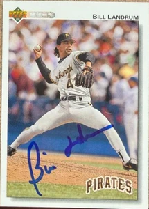 Bill Landrum Autographed 1992 Upper Deck #636 Pittsburgh Pirates Card