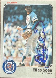 Elias Sosa Autographed 1983 Fleer #342 Detroit Tigers Card