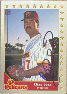 Elias Sosa Autographed 1990 Pacific Senior League #8 St. Petersburg Pelicans Card
