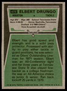 1975 Topps #474 Elbert Drungo VG  Houston Oilers 
