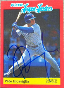 Pete Incaviglia Autographed 1989 Fleer League Leaders #21
