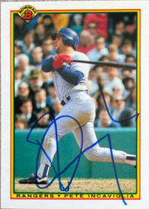 Pete Incaviglia Autographed 1990 Bowman Tiffany #491 Texas Rangers Card