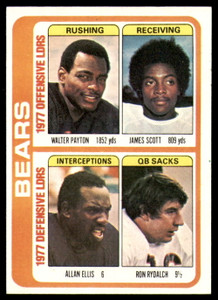 1978 Topps #504 Walter Payton/James Scott/Allan Ellis/Ron Rydalch TL VG  Chicago Bears 